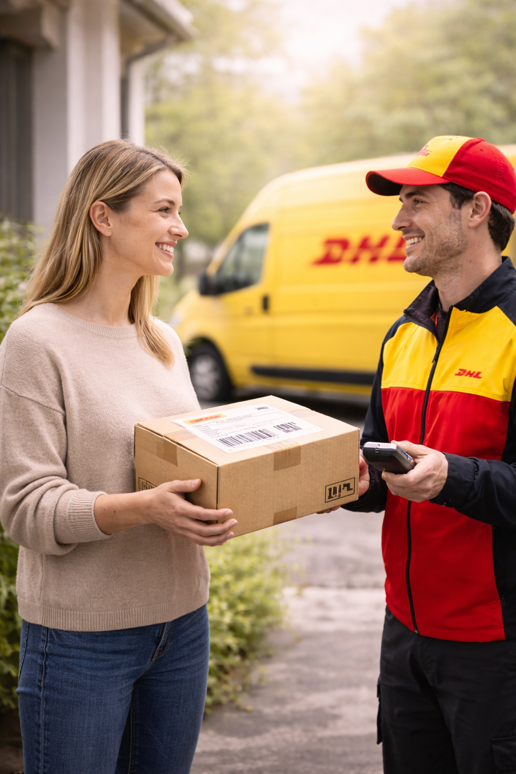 Paketempfang vor dem Haus